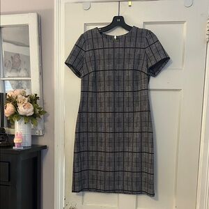 Calvin Klein Black and Gray Plaid Mini Dress